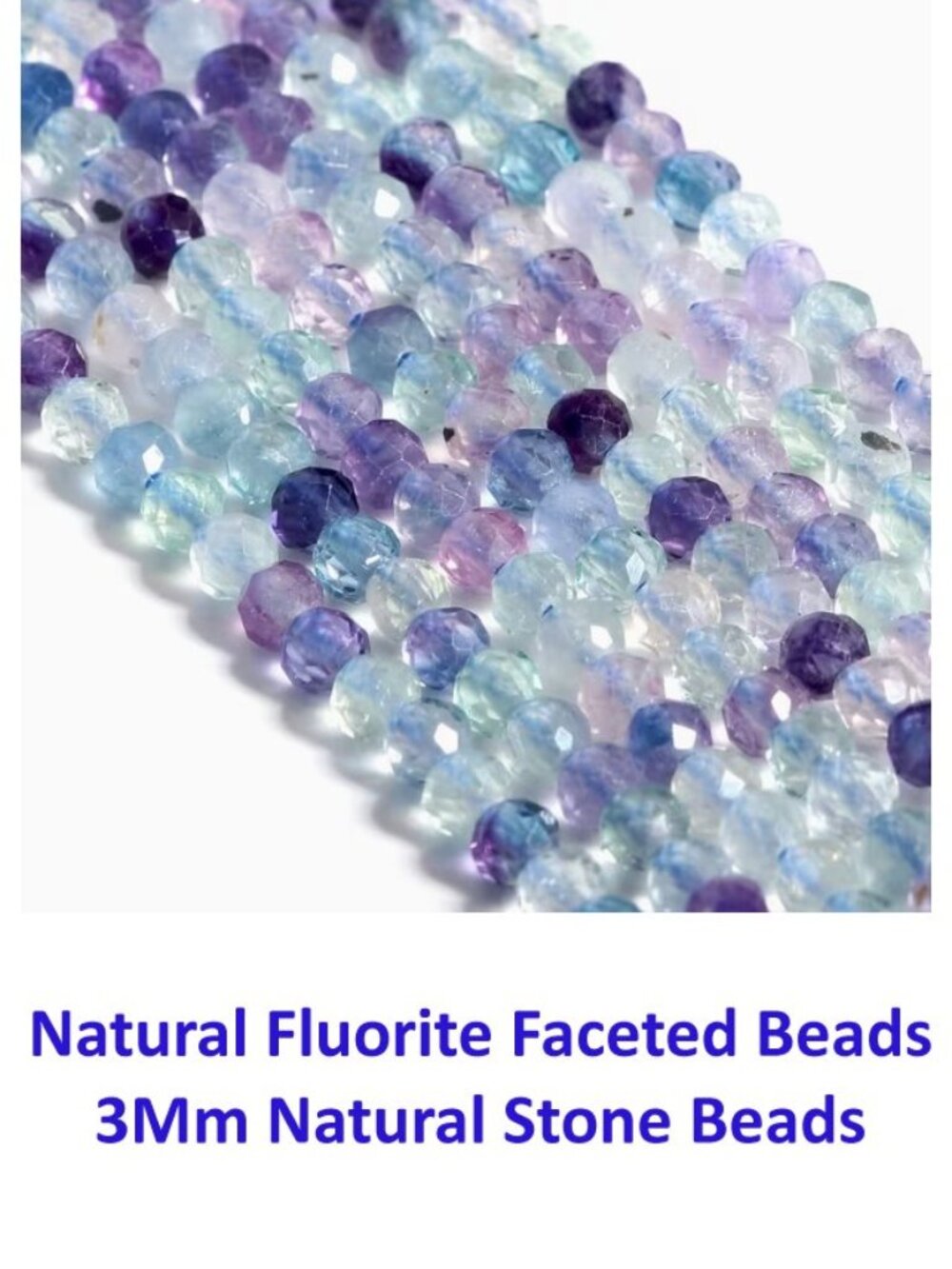 Natural Fluorite Faceted Loose Beads - 3mm